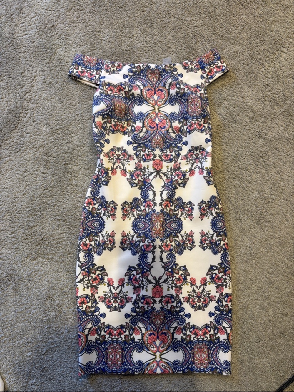VENUS White One-Shoulder Floral Paisley Sheath Dress